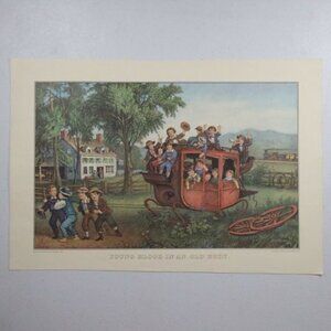 Young Blood In An Old Body Currier & Ives Lithograph Reprint 11" x 16"